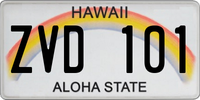 HI license plate ZVD101