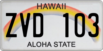 HI license plate ZVD103