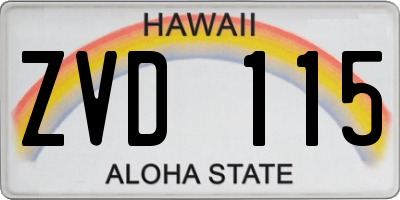 HI license plate ZVD115