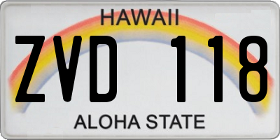 HI license plate ZVD118