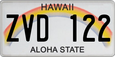 HI license plate ZVD122
