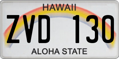 HI license plate ZVD130