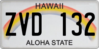 HI license plate ZVD132