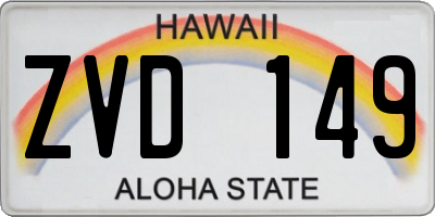 HI license plate ZVD149