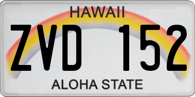HI license plate ZVD152