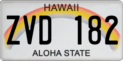 HI license plate ZVD182