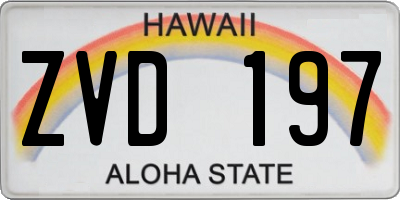 HI license plate ZVD197