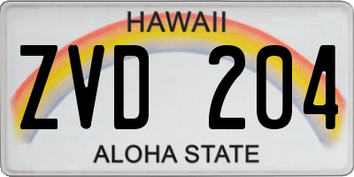 HI license plate ZVD204