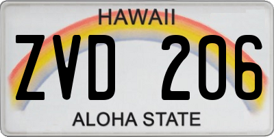 HI license plate ZVD206