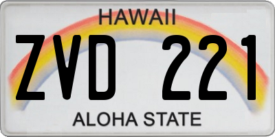 HI license plate ZVD221