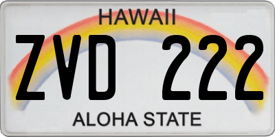 HI license plate ZVD222