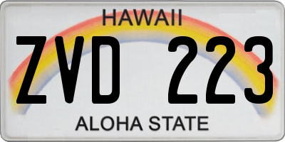HI license plate ZVD223