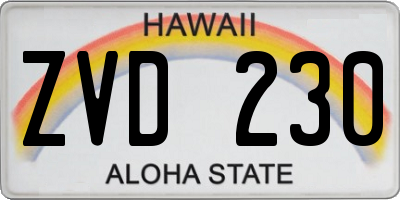 HI license plate ZVD230