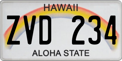 HI license plate ZVD234