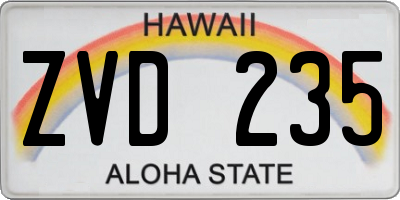 HI license plate ZVD235