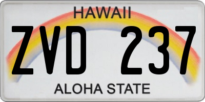 HI license plate ZVD237