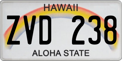 HI license plate ZVD238