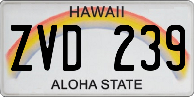 HI license plate ZVD239