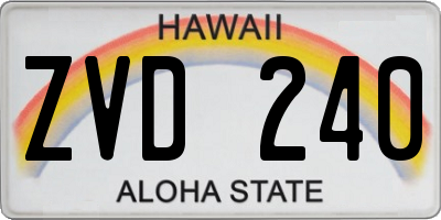 HI license plate ZVD240
