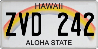 HI license plate ZVD242