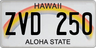 HI license plate ZVD250
