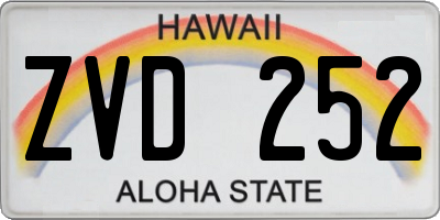 HI license plate ZVD252