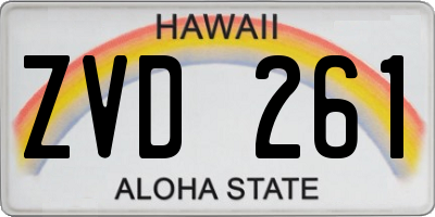 HI license plate ZVD261