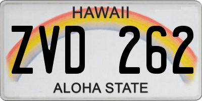 HI license plate ZVD262