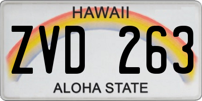 HI license plate ZVD263