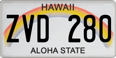 HI license plate ZVD280