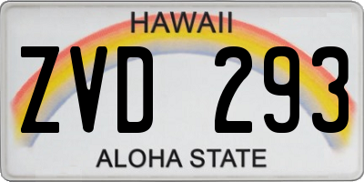 HI license plate ZVD293