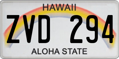 HI license plate ZVD294