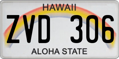 HI license plate ZVD306