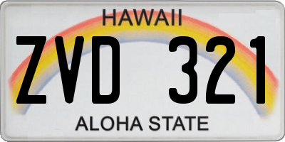 HI license plate ZVD321