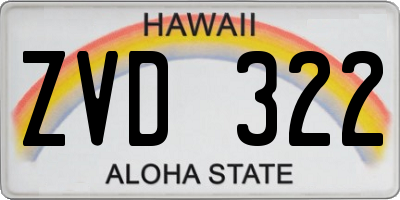 HI license plate ZVD322