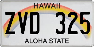 HI license plate ZVD325