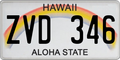 HI license plate ZVD346