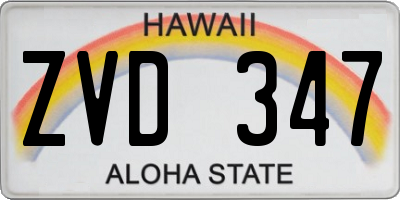 HI license plate ZVD347