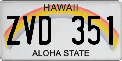 HI license plate ZVD351