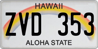 HI license plate ZVD353