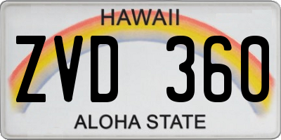 HI license plate ZVD360