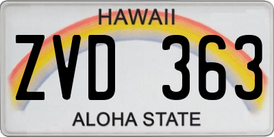 HI license plate ZVD363