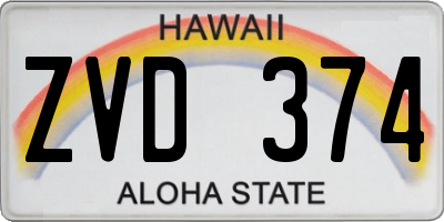 HI license plate ZVD374