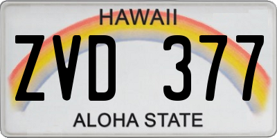 HI license plate ZVD377