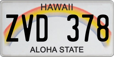 HI license plate ZVD378
