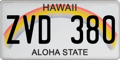 HI license plate ZVD380