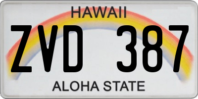 HI license plate ZVD387