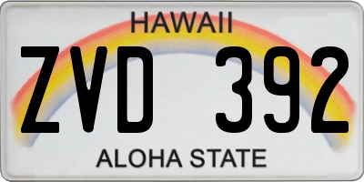 HI license plate ZVD392