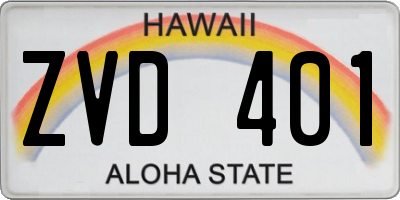 HI license plate ZVD401