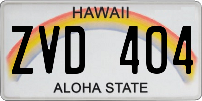HI license plate ZVD404